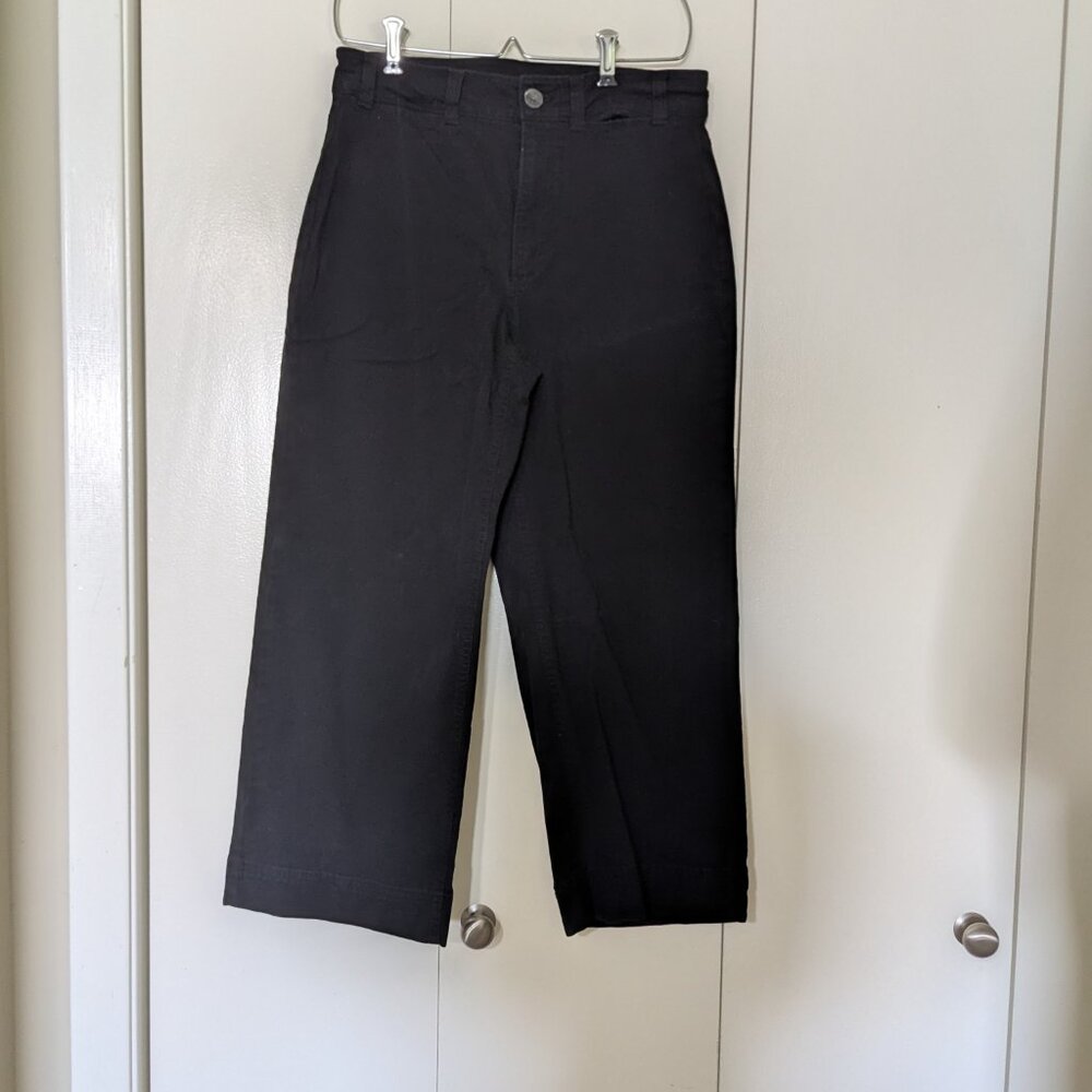 High-Waisted Crop Chino Wide-Leg Pants Black 6 Petite